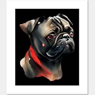 Black Pug Dog Posters and Art